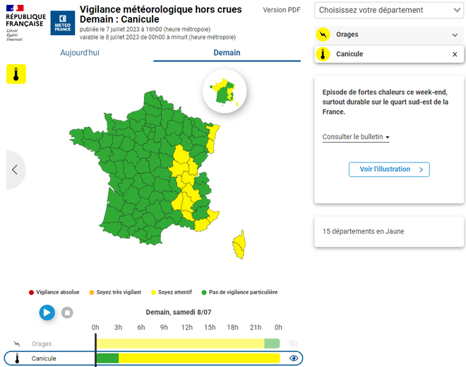 La vigilance canicule va toucher 15 départements ce samedi.