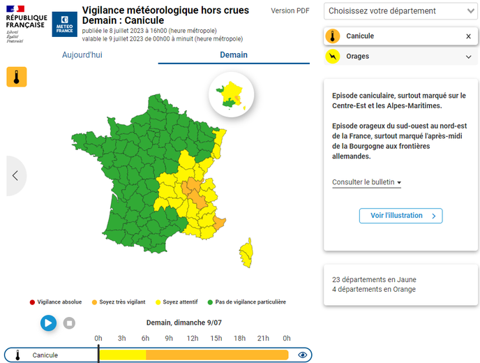 CARTE. Canicule Et Orages : 4 Départements En Orange Ce Dimanche, 70 ...