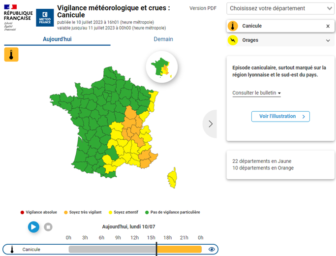 Voici les départements en vigilance canicule ce lundi.