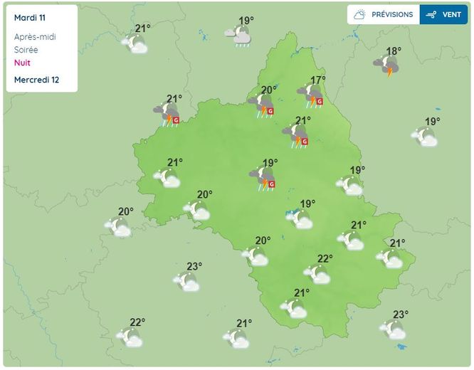 La grêle pourrait même s'inviter durant la nuit, sur la moitié nord de l'Aveyron.