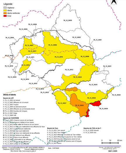 Les secteurs concernés par des restrictions en Aveyron.