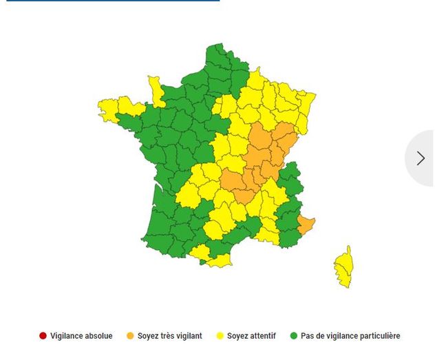 Une grande partie de la France sera en jaune ou en orange, ce samedi 15 juillet.