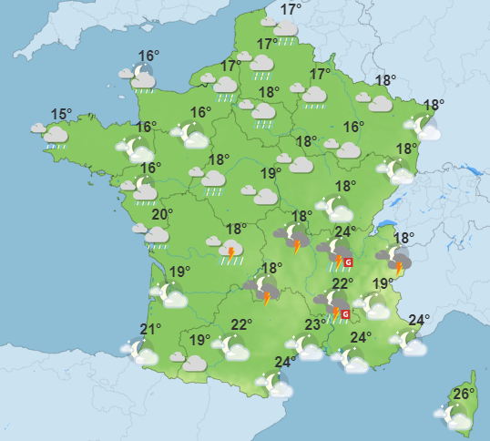 Les prévisions cette nuit de dimanche à lundi.