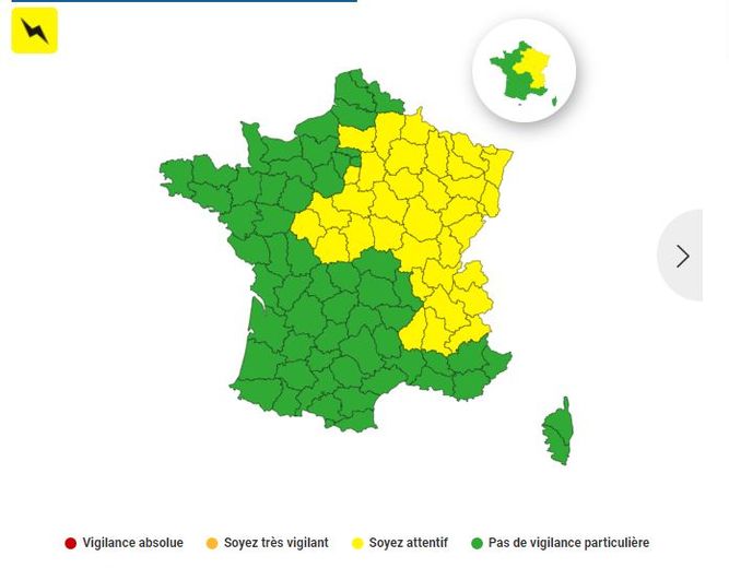 35 départements de France en vigilance jaune, ce vendredi 28 juillet.