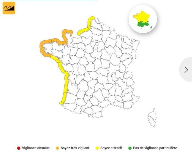 Une vigilance vagues-submersion va toucher quasiment tout le littoral de l'ouest et du nord en France.