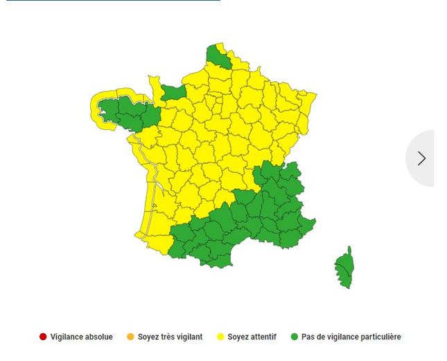 Une grande partie du littoral français en vigilance jaune, ce jeudi 3 août 2023.