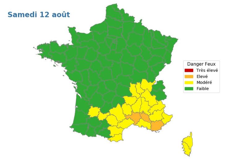 La partie sud du pays sera sous surveillance face aux feux de forêts, ce samedi 12 août 2023.