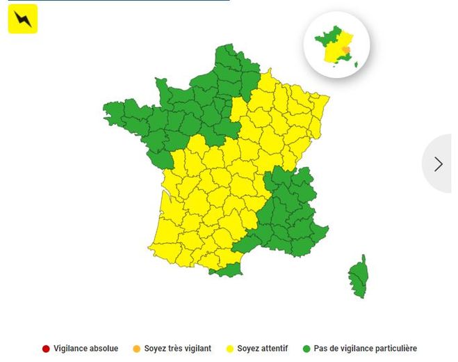 Encore une large vigilance jaune, ce mercredi 16 août 2023, pour les orages.