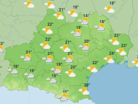 Les prévisions en Occitanie ce dimanche après-midi.