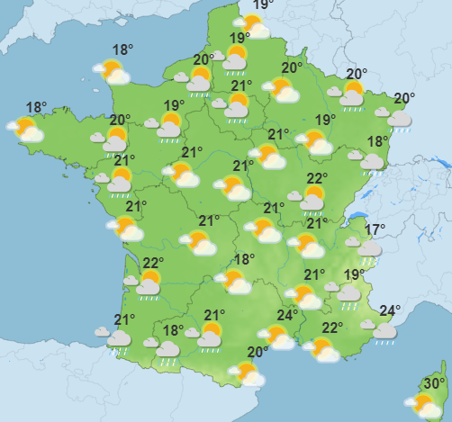 Les prévisions dans l'Hexagone ce dimanche après-midi.