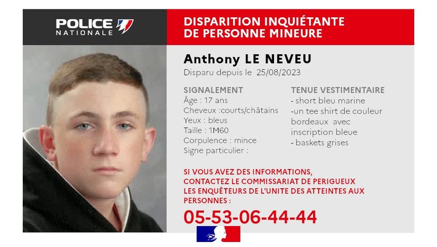 Un appel à témoins est diffusé pour tenter de retrouver la trace du mineur.