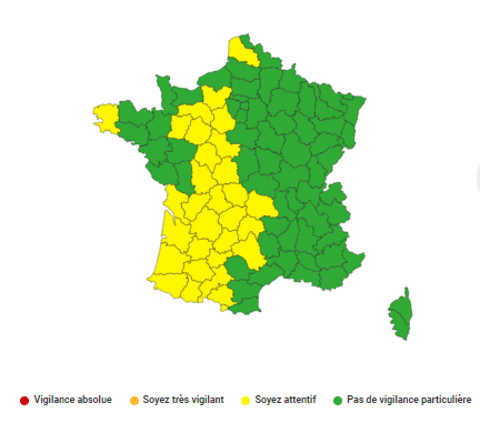 28 départements basculent en vigilance jaune orages et six en vigilances jaune crues ce samedi 2 septembre.