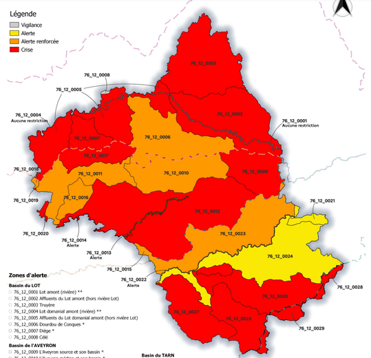 Voici le niveau d'alerte des différents secteurs de l'Aveyron à partir de samedi.