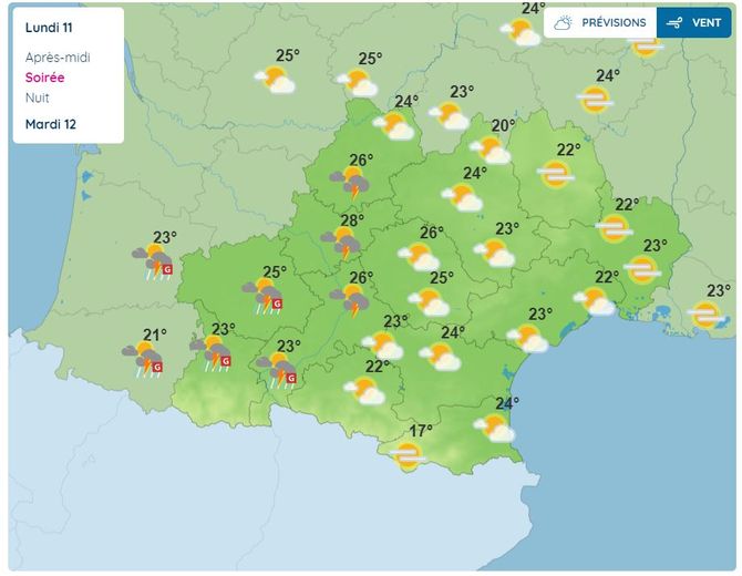 L'ouest de l'Occitanie vivra une soirée particulièrement agitée, ce lundi 11 septembre.