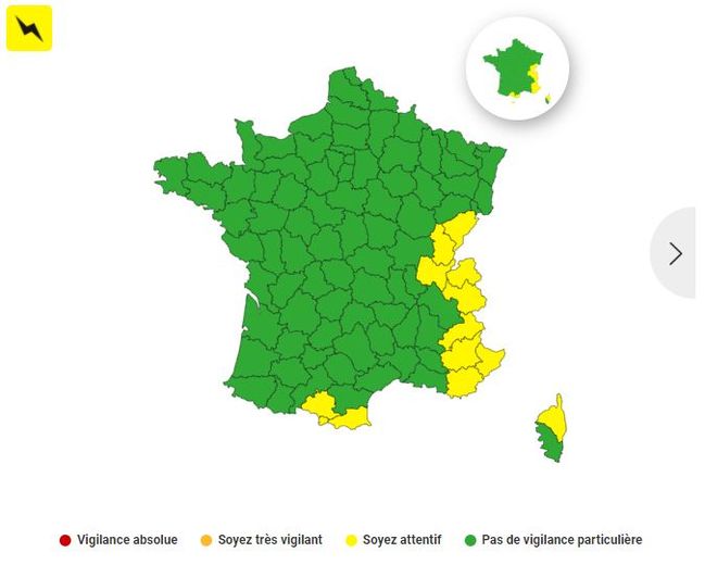 12 départements en vigilance jaune pour les orages, ce jeudi 14 septembre 2023.