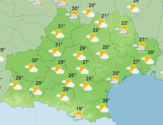 Les prévisions ce dimanche après-midi en Occitanie.
