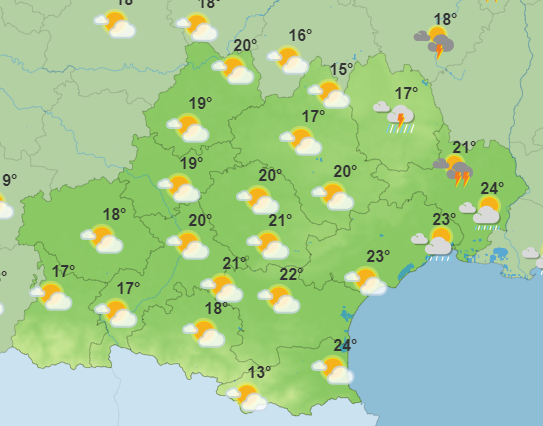Les prévisions ce lundi matin en Occitanie.