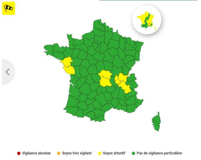 Sept départements devront se méfier du vent, jeudi 21 septembre 2023.