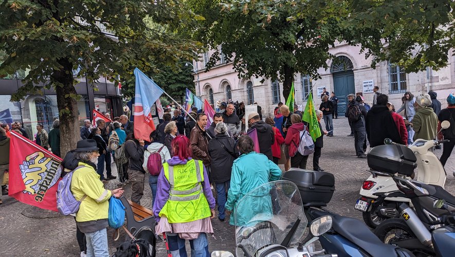 Au gré des drapeaux, badges ou autocollants, on pouvait distinguer dans cette foule de manifestants des adhérents de la France insoumise, de la FSU (Fédération syndicale unitaire, enseignement), de la CGT, d'Europe écologie-les Verts ou du mouvement Solidaires.