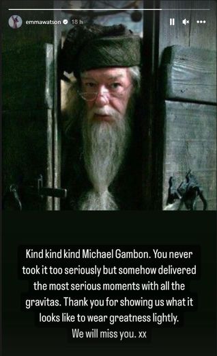 Emma Watson a eu une pensée pour Michael Gambon, décédé à l'âge de 82 ans.