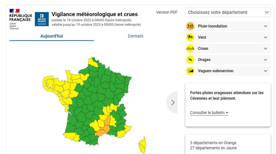 La vigilance jaune s'étend à 27 départements.