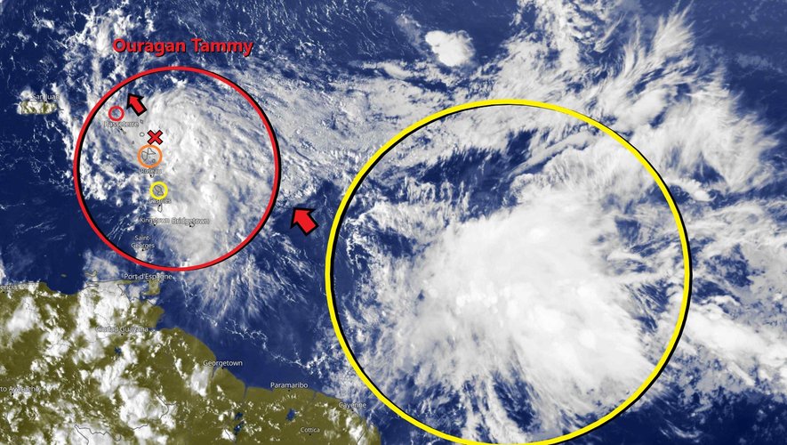 Le cyclone Tammy s'éloigne, mais laisse une forte instabilité orageuse sur les Antilles françaises.