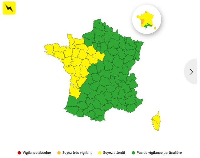 Une large vigilance jaune orages touche aussi la France, ce samedi 4 novembre.