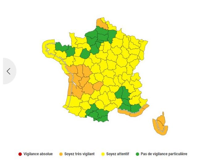 Multiples couleurs et multiples vigilances, ce dimanche 5 décembre 2023.