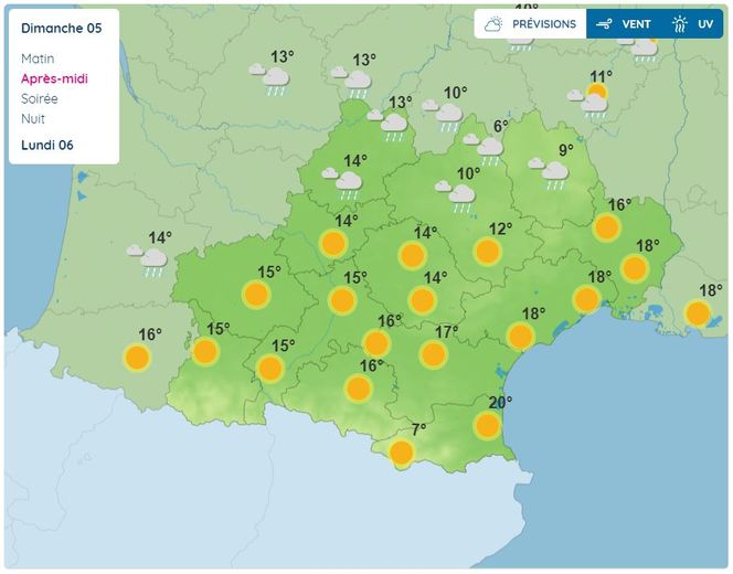 Le soleil rayonnera même sur une grande partie de l'Occitanie, dimanche 5 novembre 2023.