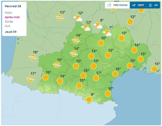 Belle journée en Occitanie, ce mercredi 8 novembre 2023.