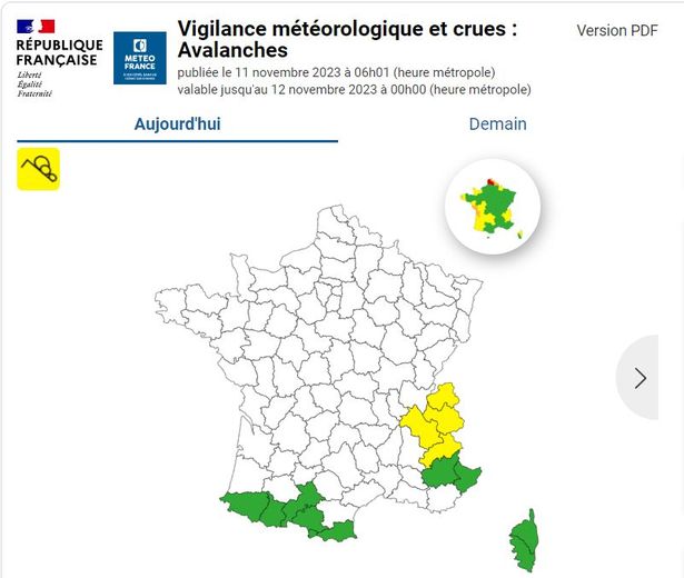 Voici les départements placés en alerte jaune avalanches.