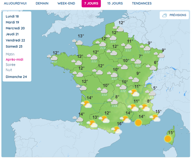 Prévisions Météo Mondiale à 12 Jours