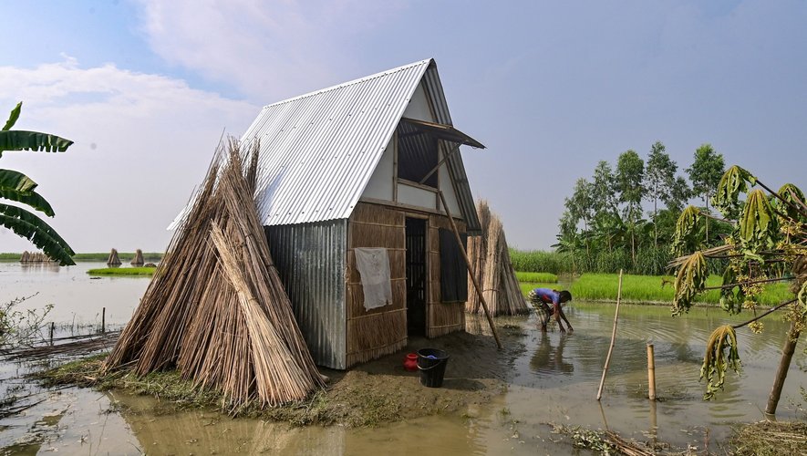 Au Bangladesh, une architecte a imaginé les plans d'une "petite maison" de bambou et de tôle pour aider les habitants face au risque d'inondation.