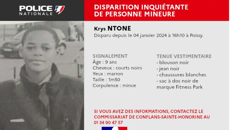 La police des Yvelines a lancé vendredi 5 janvier un appel à témoins pour disparition inquiétante de personne mineure.