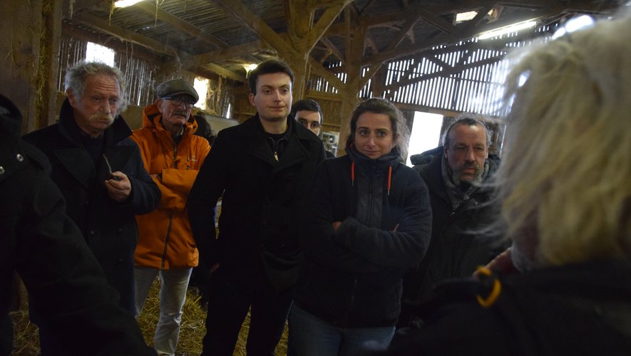 José Bové, Léon Thébault, Marine Tondelier et Benoît Biteau en visite hier après-midi dans une ferme de Valady.