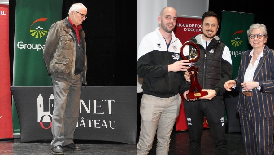 Vendredi 15 mars lors de la soirée des bénévoles, Claude Vidal (à gauche) a reçu le trophée de l’arbitrage et le club de Salles-Curan-Curan (à droite) a été récompensé par le trophée de la sportivité.