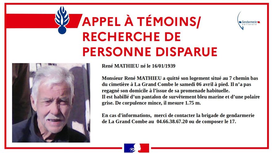 Renee Mathieu Il n'est pas revenu de sa promenade : on recherche René, 85 ans ...
