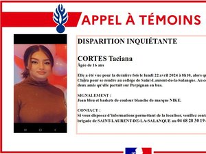 Disparition inquiétante : Taciana, 16 ans, est introuvable depuis le 22 avril