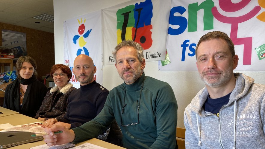 Philippe Pascal (au centre), professeur d’EPS au collège des Quatre-Saisons d’Onet-le-Château et membre du syndicat Snep-FSU, dénonce le manque de moyens accordés à l’UNSS.