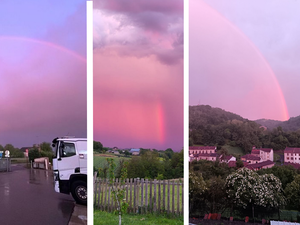Insolite : après des simples et des doubles, une pluie d'arcs-en-ciel roses sublime l'Aveyron en soirée