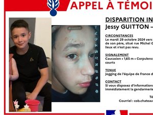 Disparition inquiétante : Jessy Guiton, un adolescent de 13 ans qui venait d'être déposé chez son papa, est activement recherché depuis le 29 octobre