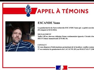 Disparition inquiétante en Occitanie : on recherche Yann Escande, disparu depuis le 3 novembre au volant de sa voiture