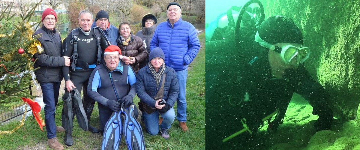 Salles-la-Source. Baignade de Noël en eau froide  avec le club de plongée de Rodez