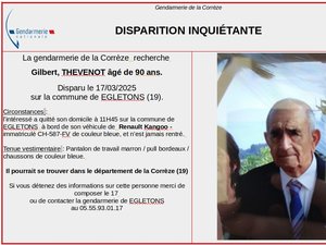 Disparition inquiétante : Gilbert, âgé de 90 ans n'est pas rentré chez lui depuis lundi