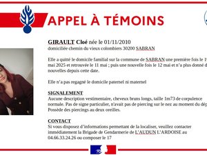 Disparition inquiétante : l'adolescente de 14 ans fugue pendant 10 jours, est retrouvée mais s'enfuit dès le lendemain, un appel à témoins est relancé
