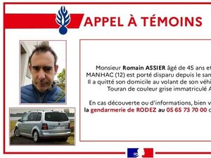 Disparition inquiétante en Aveyron : les recherches se poursuivent toujours pour retrouver Romain Assier, introuvable depuis bientôt un mois