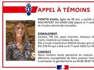 Disparition inquiétante : on recherche Estelle, une quadragénaire disparue dans le Gard depuis le lundi 11 août