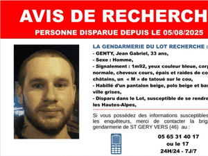 Disparition inquiétante en Occitanie : Jean-Gabriel n'a plus donné signe de vie depuis le 5 août 2025