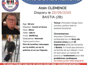 "Sa famille est très inquiète" : il avait embarqué sur un ferry pour aller en Corse le 25 septembre, Alain est introuvable depuis