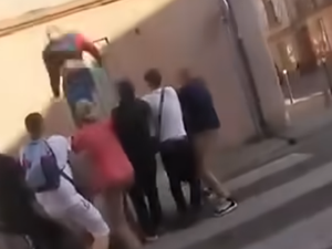 VIDÉO. Les images fortes de passants qui sauvent une femme et ses deux chats prisonniers d'un appartement en flammes avec une couverture
